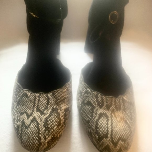 Aerosoles Heelrest Snake Skin-Look w/Black Suede Ankle/Heel Size 9 - Picture 4 of 8